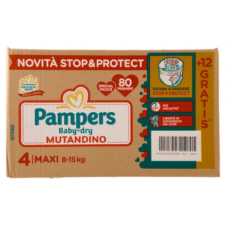 Pampers Baby-dry Mutandino Maxi 80 + 12 pz